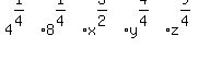 +4%5E%281%2F4%298%5E%281%2F4%29x%5E%283%2F2%29y%5E%284%2F4%29z%5E%289%2F4%29+