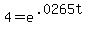 +4+=+e%5E%28+.0265t+%29+