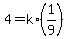+4+=+k%2A%28+1%2F9+%29+