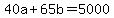 +40a+%2B+65b+=+5000+