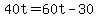 +40t+=+60t+-+30+
