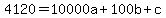 +4120=10000a%2B100b%2Bc+