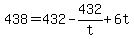 +438+=+432+-+432%2Ft+%2B+6t+