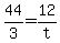+44%2F3+=+12%2Ft+