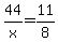 +44%2Fx+=+11%2F8+