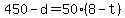 +450+-+d+=+50%2A%28+8+-+t+%29+