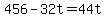 +456+-+32t+=+44t+