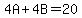 +4A+%2B+4B+=+20+