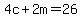 +4c+%2B+2m+=+26+