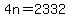 +4n+=+2332+