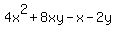 +4x%5E2%2B8xy-x-2y+