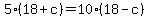 +5%2A%28+18+%2B+c+%29+=+10%2A%28+18+-+c+%29+