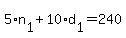 +5%2An%5B1%5D+%2B+10%2Ad%5B1%5D+=+240+
