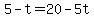 +5+-+t+=+20+-+5t+