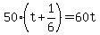 +50%28t%2B1%2F6%29=60t