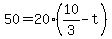 +50+=+20%2A%28+10%2F3+-+t+%29+