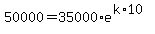 +50000+=+35000%2Ae%5E%28k%2A10%29+