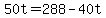+50t+=+288+-+40t+