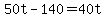 +50t+-+140+=+40t+