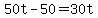 +50t+-+50+=+30t+