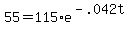 +55+=+115%2Ae%5E%28-.042t%29+