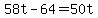 +58t+-+64+=+50t+