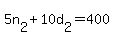 +5n%5B2%5D+%2B+10d%5B2%5D+=+400+