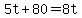 +5t+%2B+80+=+8t+
