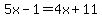 +5x-1=4x%2B11+