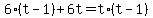 +6%2A%28+t-1+%29+%2B+6t+=+t%2A%28+t-1+%29+