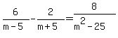 +6%2F%28m-5%29-2%2F%28m%2B5%29=8%2F%28m%5E2-25%29