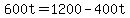 +600t+=+1200+-+400t+
