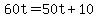 +60t+=+50t+%2B+10+