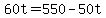 +60t+=+550+-+50t+