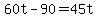 +60t+-+90+=+45t+