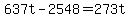 +637t+-+2548+=+273t+