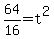 +64%2F16+=+t%5E2+