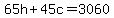 +65h+%2B+45c+=+3060+