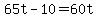 +65t+-+10+=+60t+