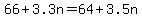 +66+%2B+3.3n+=+64+%2B+3.5n+