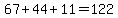 +67+%2B+44+%2B+11+=+122+