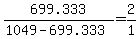 +699.333+%2F+%28+1049+-+699.333+%29+=+2+%2F+1+