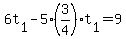 +6t%5B1%5D+-+5%2A%283%2F4%29%2At%5B1%5D+=+9+