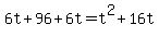 +6t+%2B+96+%2B+6t+=+t%5E2+%2B+16t+