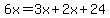 +6x+=+3x+%2B+2x+%2B+24+