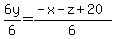 +6y%2F6=+%28-x+-+z+%2B+20%29%2F6+