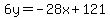 +6y+=+-28x+%2B+121+