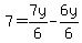 +7=7y%2F6-6y%2F6