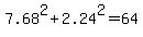 +7.68%5E2+%2B+2.24%5E2+=+64+