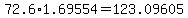 +72.6%2A1.69554++=+123.09605+